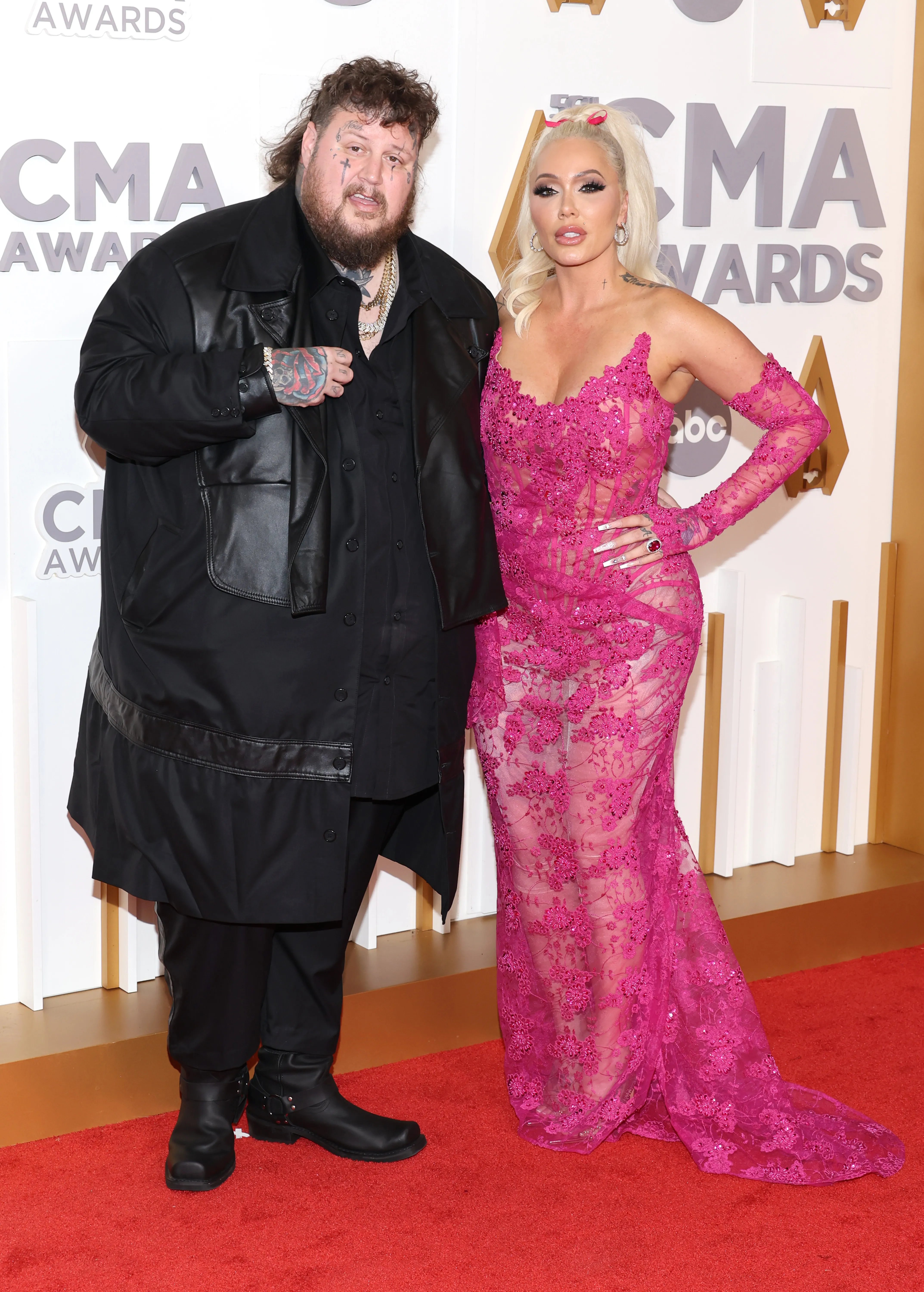 Jelly Roll and Bunnie Xo attend The 56th Annual CMA Awards in Nashville, Tennessee.
