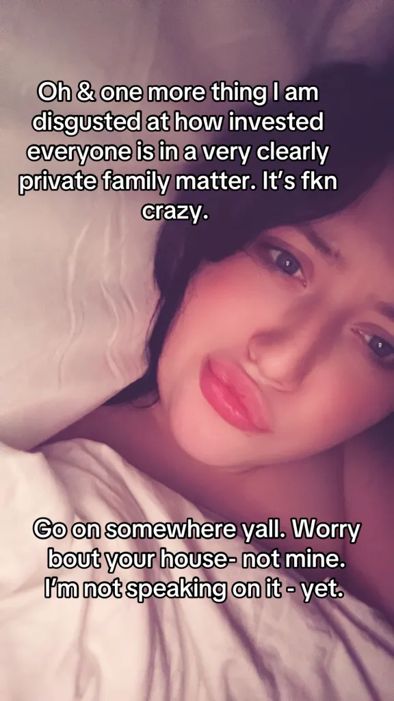 A person expressing disgust about public interest in a private family matter.