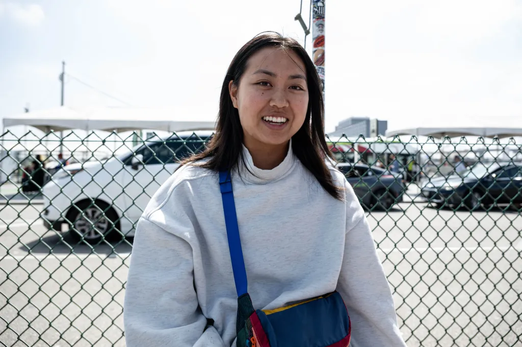Jenny Liu at the rideshare staging area at LAX airport.