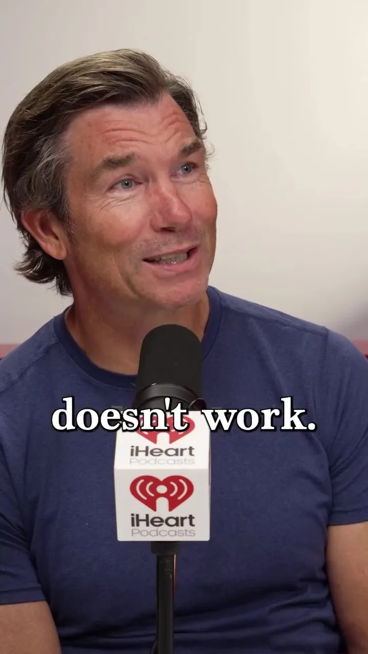 Jerry O'Connell speaking into an iHeartRadio podcast microphone.
