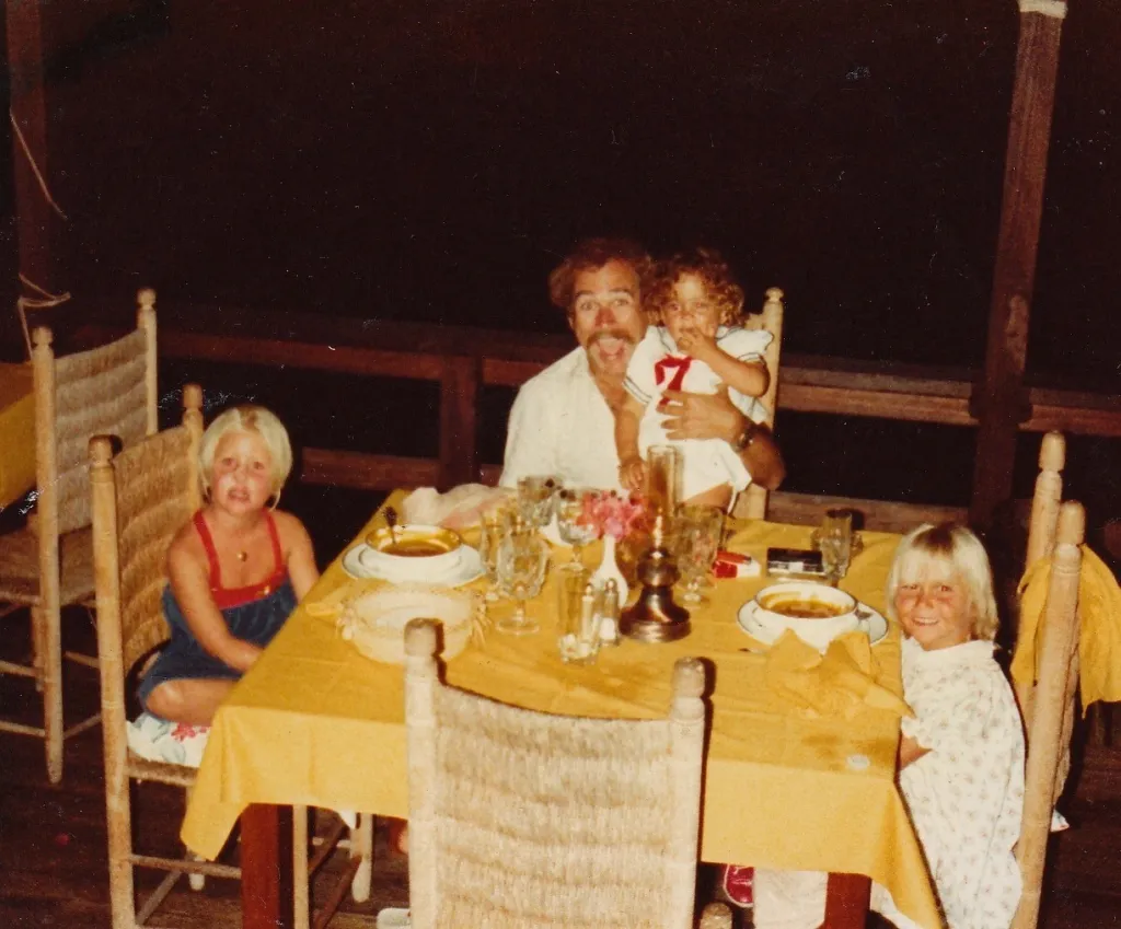Jimmy Buffett with his daughter and the children of two other drug smugglers at Autour du Rocher.