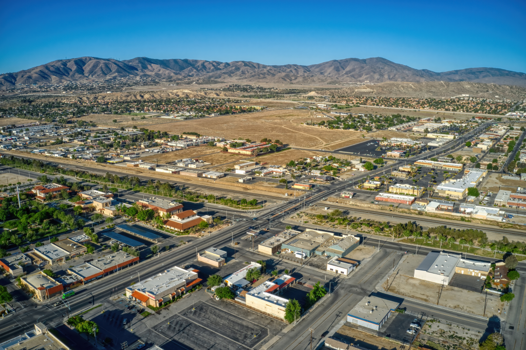 Aerial view of downtown Palmdale, California.