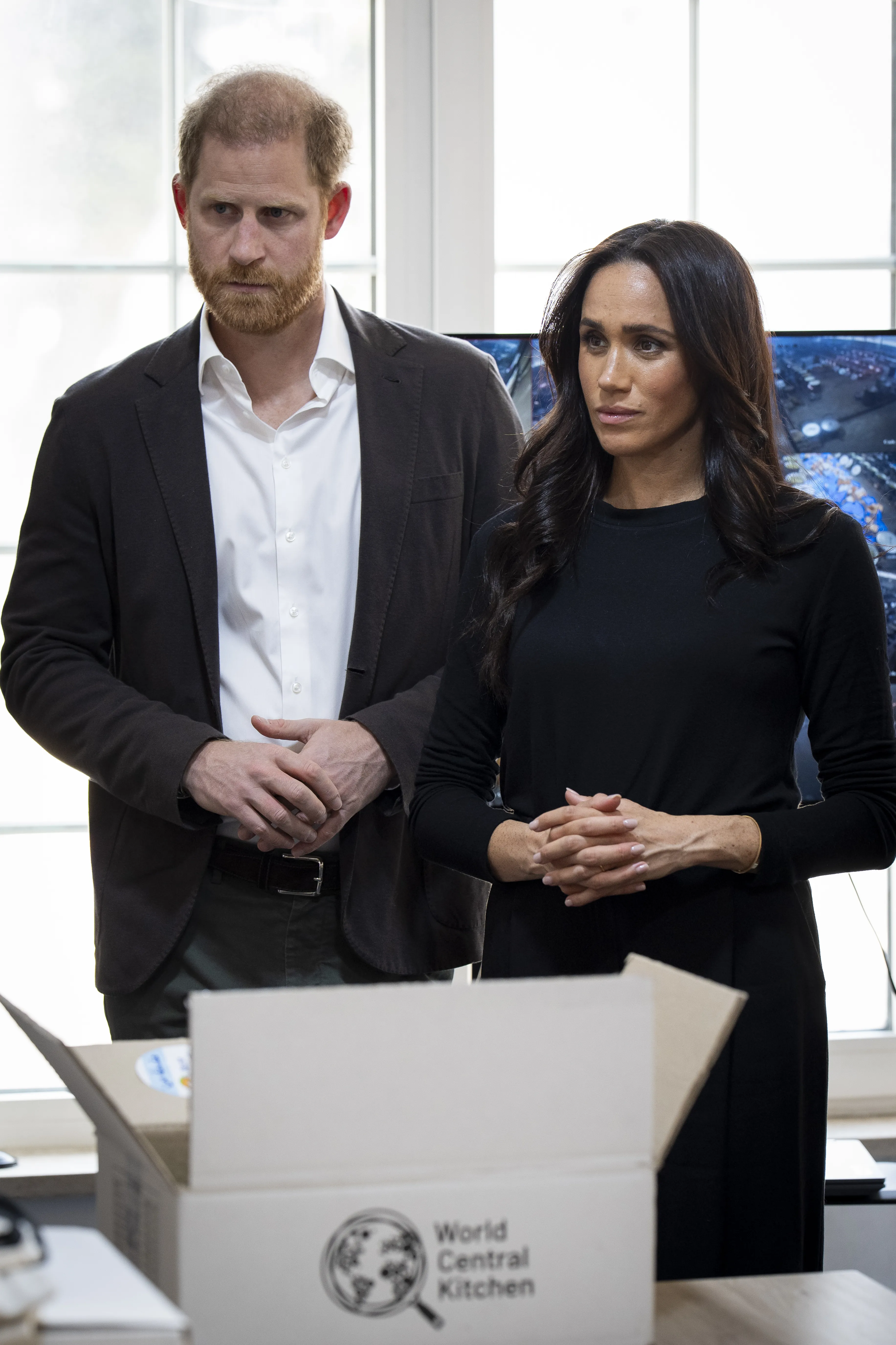 Prince Harry and Meghan Markle at the World Central Kitchen in Amman, Jordan.