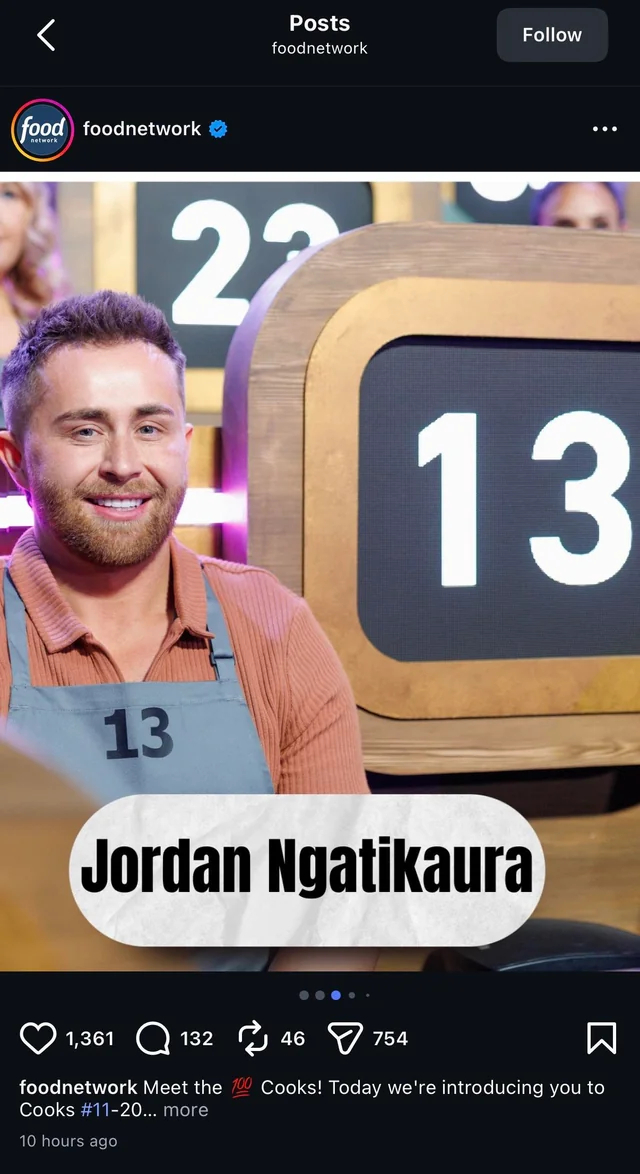 The original version of the press shot for Jordan Ngatikaura on Food Network's 