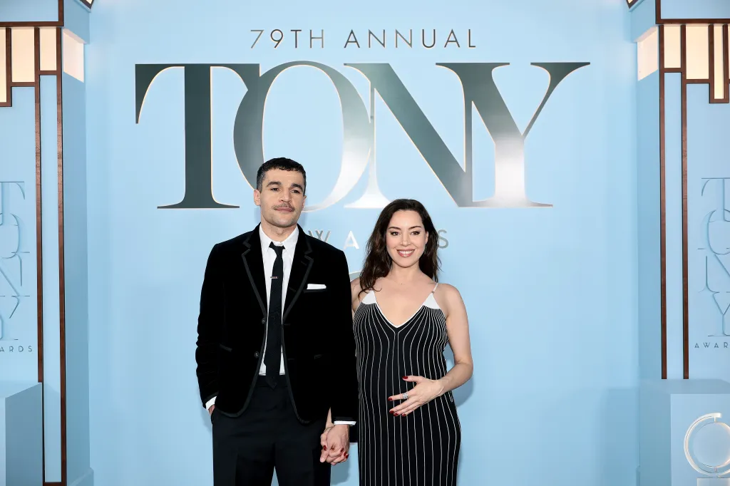 Christopher Abbott and Aubrey Plaza attending the 79th Annual Tony Awards.