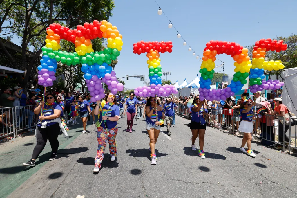 Paraders walk the WeHo Pride Parade on Sunday, June 7, 2026.