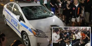 Crazed Knicks fans smash cop car as NBA Finals ecstasy immediately turns violent