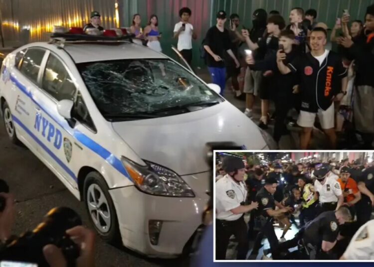 Crazed Knicks fans smash cop car as NBA Finals ecstasy immediately turns violent