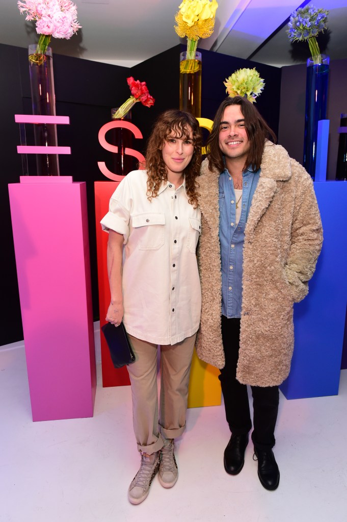 Rumer Willis and Derek Richard Thomas posing at an ESPRIT LA Pop-Up opening.