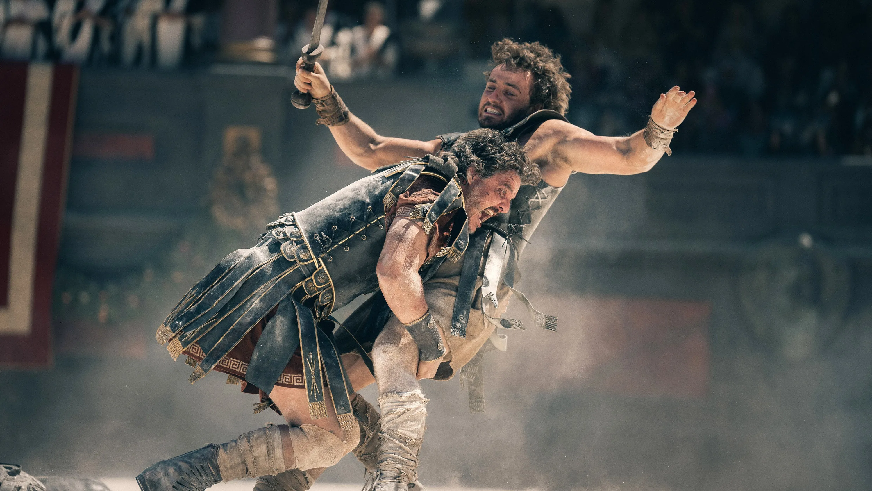 Pedro Pascal, Paul Mescal in a fight scene from