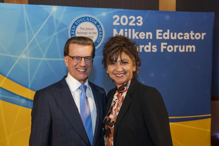 Lowell Milken with Dr. Rubylinda Zickafoose at the 2023 Milken Educator Awards Forum.