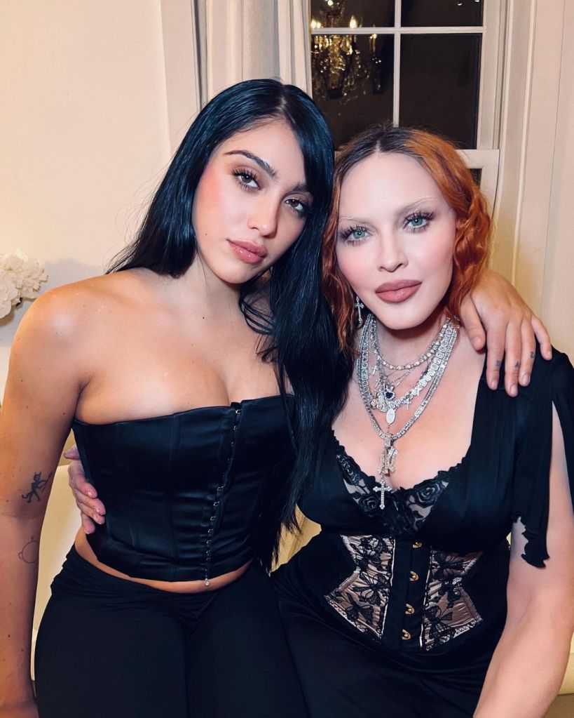 Madonna and her daughter Lourdes Leon posing together.