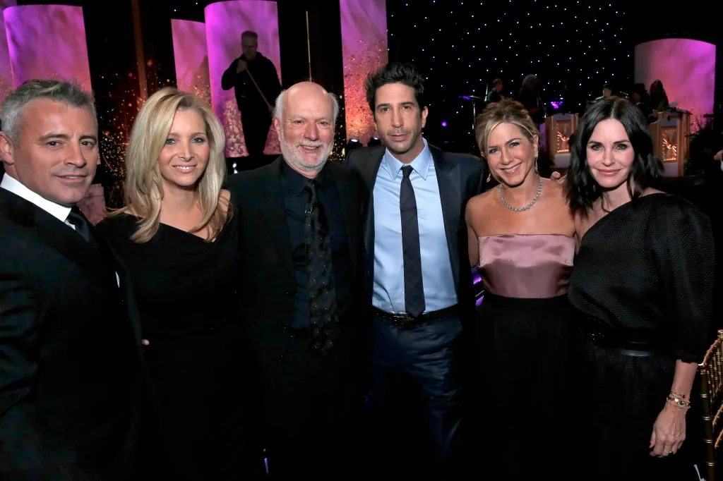 Burrows (pictured with Matt LeBlanc, Lisa Kudrow, James Burrows, David Schwimmer, Jennifer Aniston, and Courteney Cox) directed the 