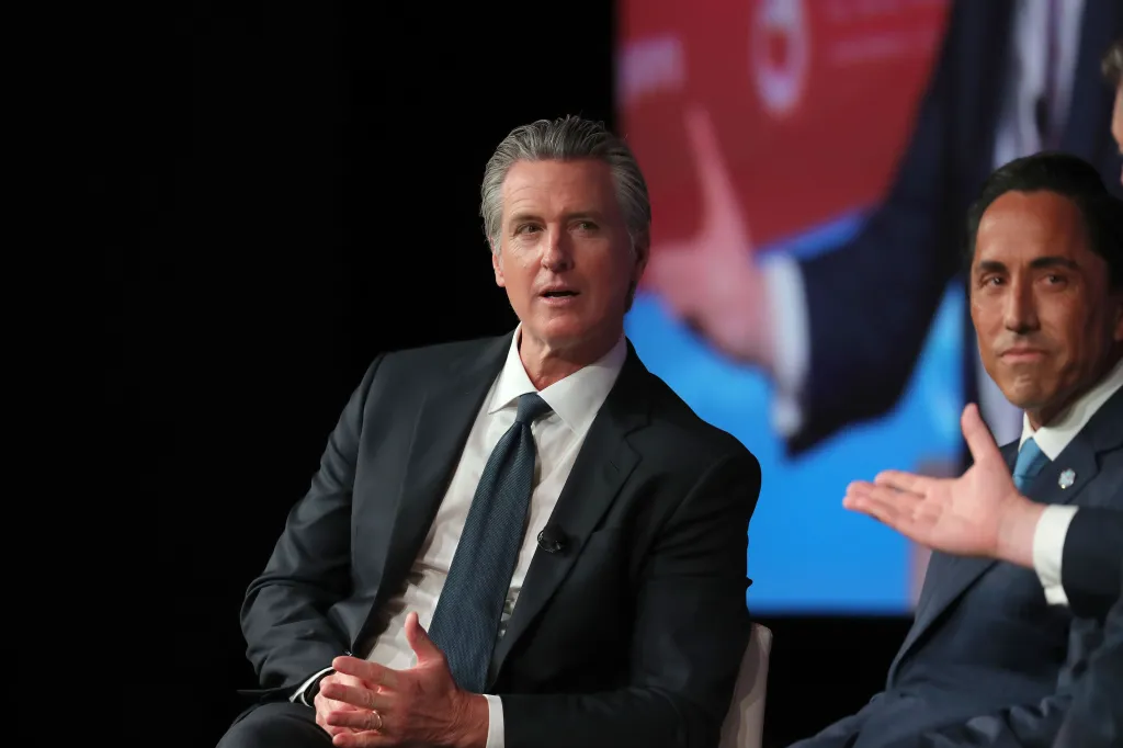 California Governor Gavin Newsom speaking at the U.S. Conference of Mayors' 94th Annual Meeting.