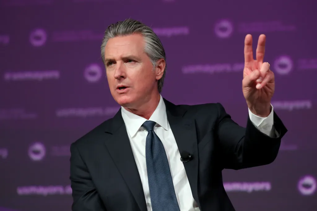 California Governor Gavin Newsom speaking at the U.S. Conference of Mayors' 94th Annual Meeting.