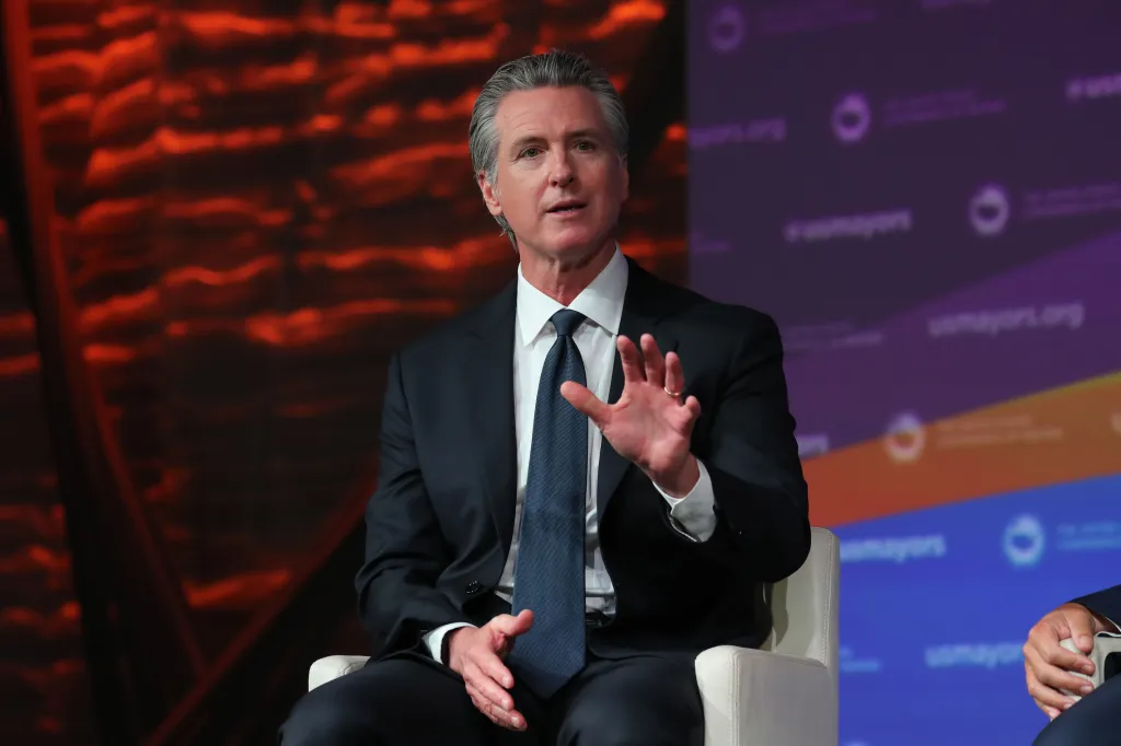 California Governor Gavin Newsom speaking at the U.S. Conference of Mayors' 94th Annual Meeting.