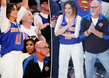 ‘SVU’ fan favorites Mariska Hargitay and Christopher Meloni cheer on Knicks together at NBA Finals Game 3
