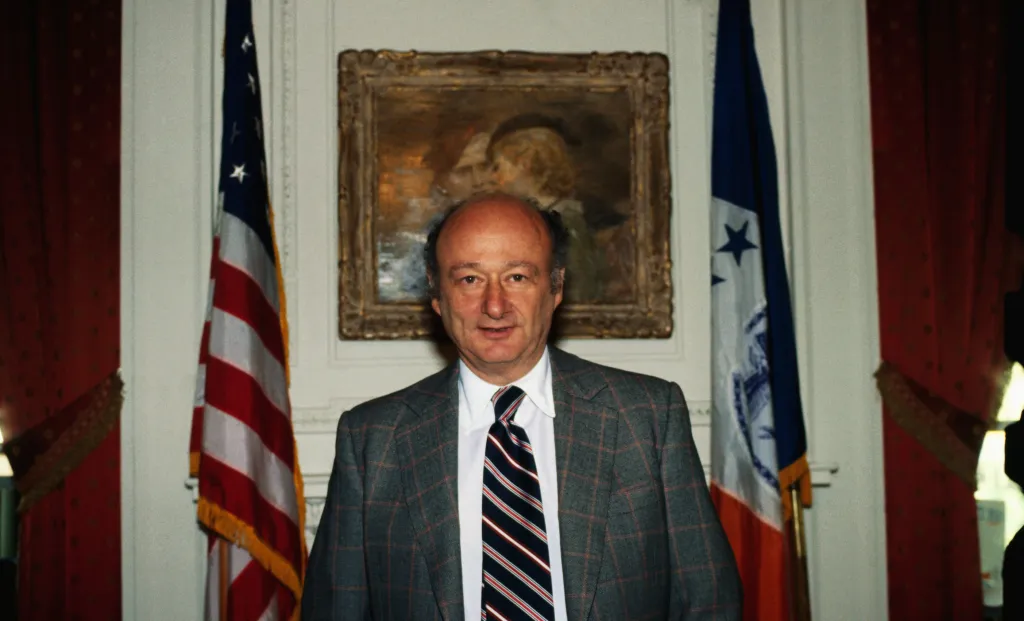 New York City Mayor Ed Koch in his office.