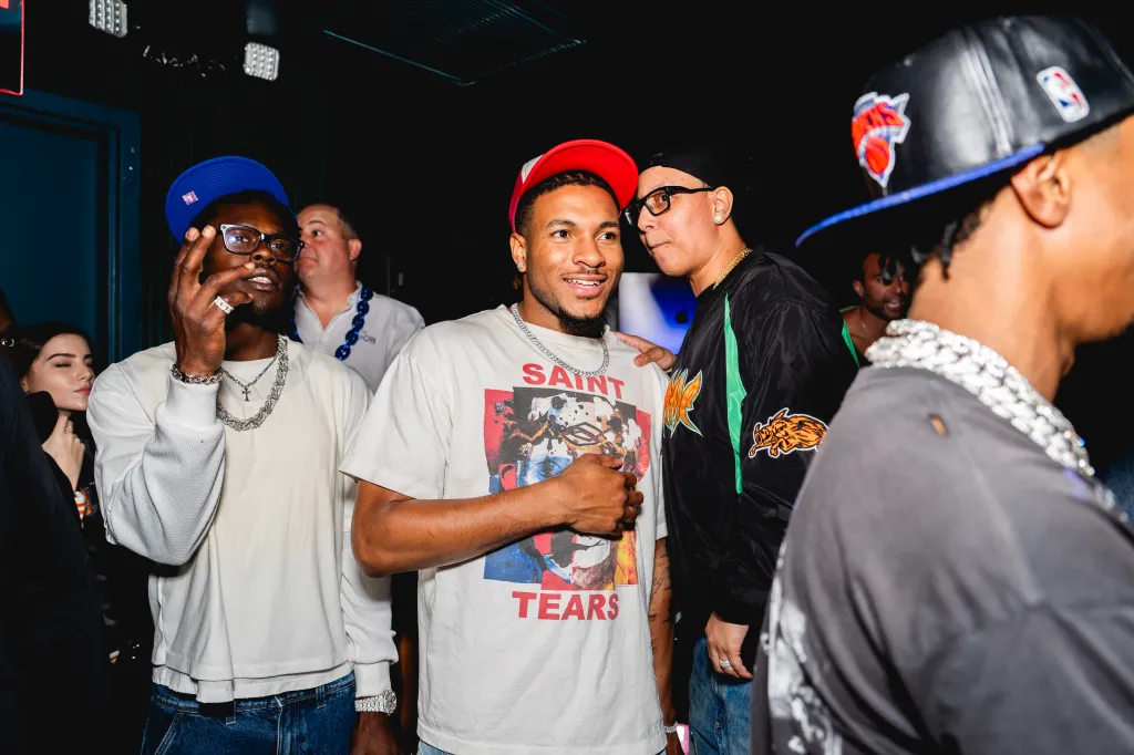 Mikal Bridges and Josh Hart at the Knicks NBA Championship celebration.