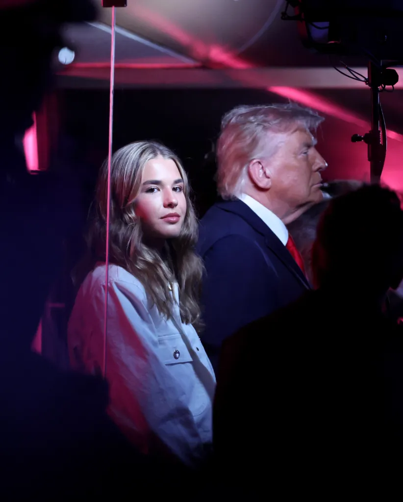 President Donald Trump and his granddaughter Kai Trump in a suite at the 2026 NBA Finals.