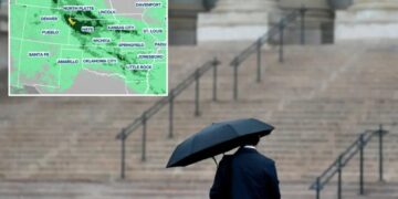 Millions of Americans brace for flash flooding as heavy rainfall set to douse Great Plains