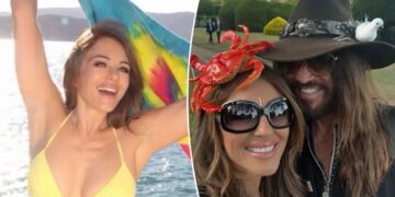 Elizabeth Hurley wows in daring yellow string bikini as she celebrates her 61st birthday