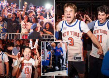 Knicks fans go bonkers in NYC after Game 2 Finals win, celebrating in streets outside MSG: ‘Go New York!’