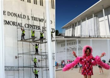 Trump’s name comes off Kennedy Center building after storms, legal wrangling: photos