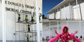 Trump’s name comes off Kennedy Center building after storms, legal wrangling: photos