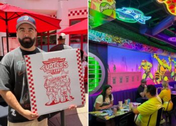 The biggest surprise at Santa Monica’s pricey Teenage Ninja Turtles pizzeria isn’t the nostalgia