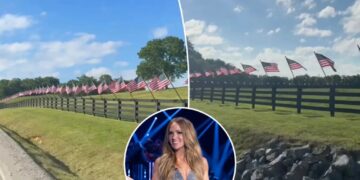 Carrie Underwood shares patriotic video of American flag display near her Tennessee property