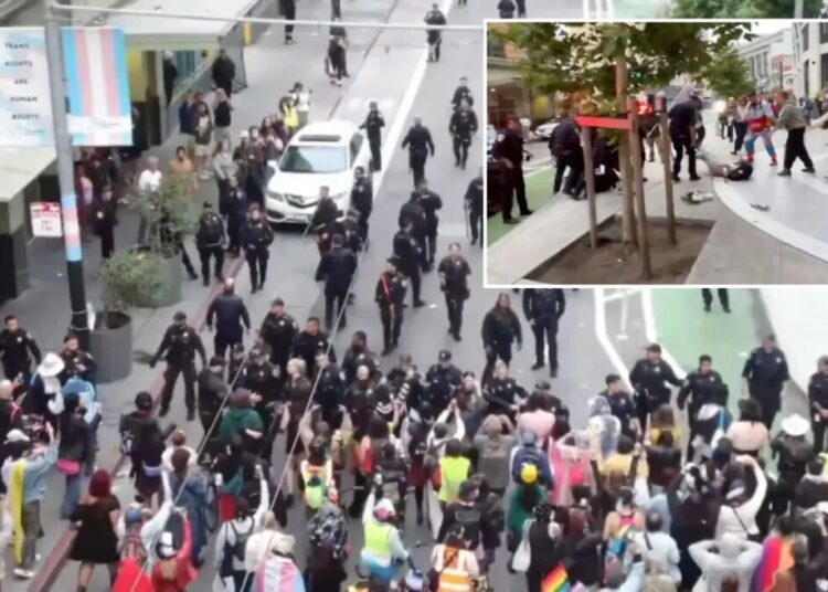 SF trans march turns violent as angry mob turns on cops and stomps police car
