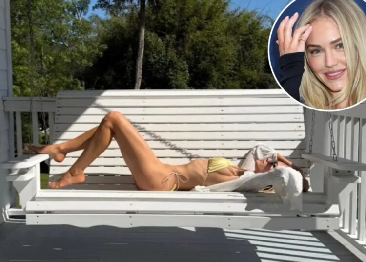 ‘Landman’ star Michelle Randolph stuns in barely-there metallic yellow bikini in new summer photo dump