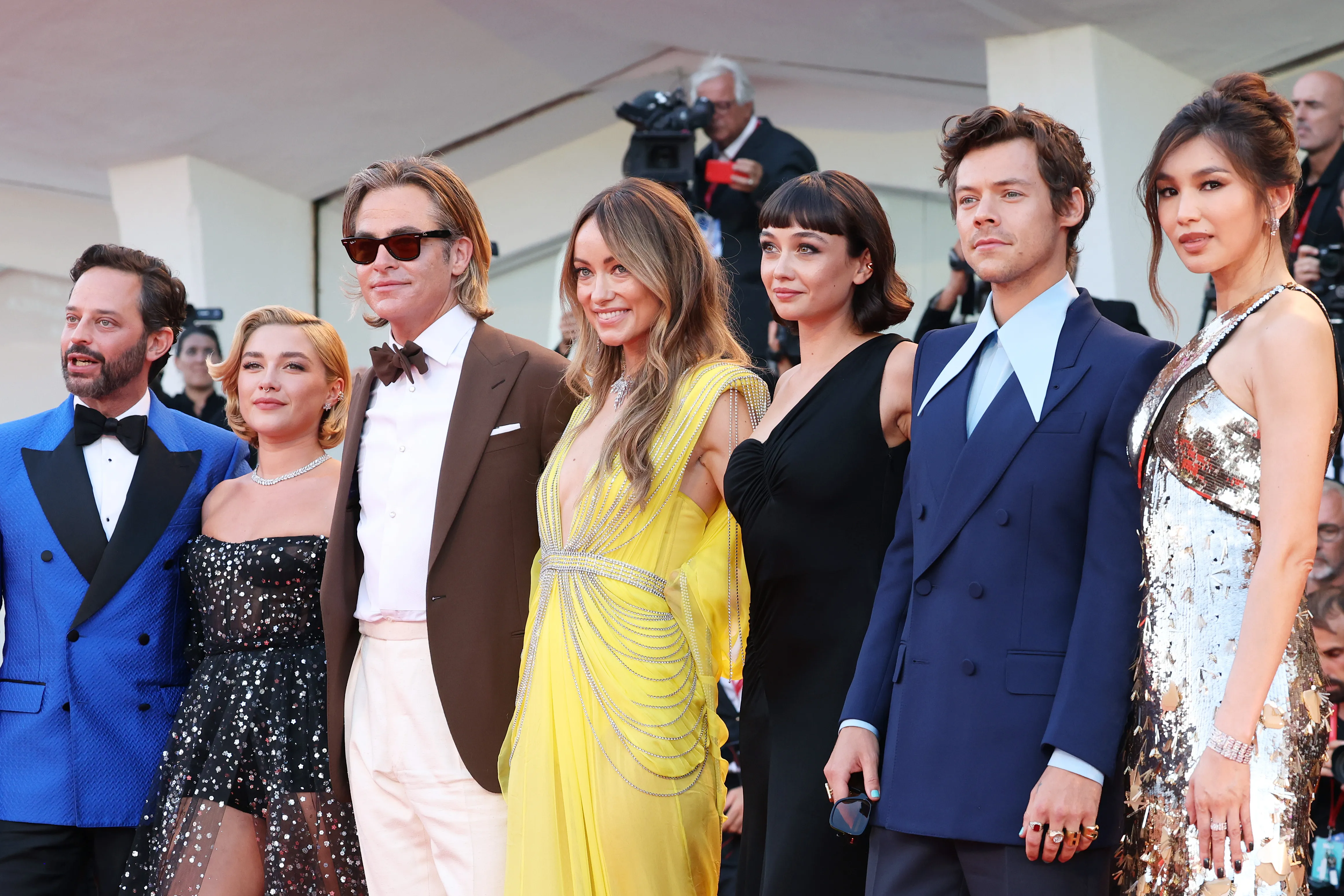 Nick Kroll, Florence Pugh, Chris Pine, Olivia Wilde, Sydney Chandler, Harry Styles, and Gemma Chan at the
