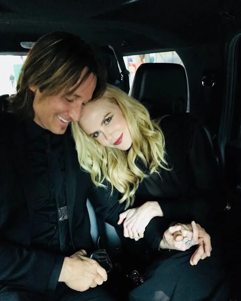 Nicole Kidman and Keith Urban sitting together in a car.