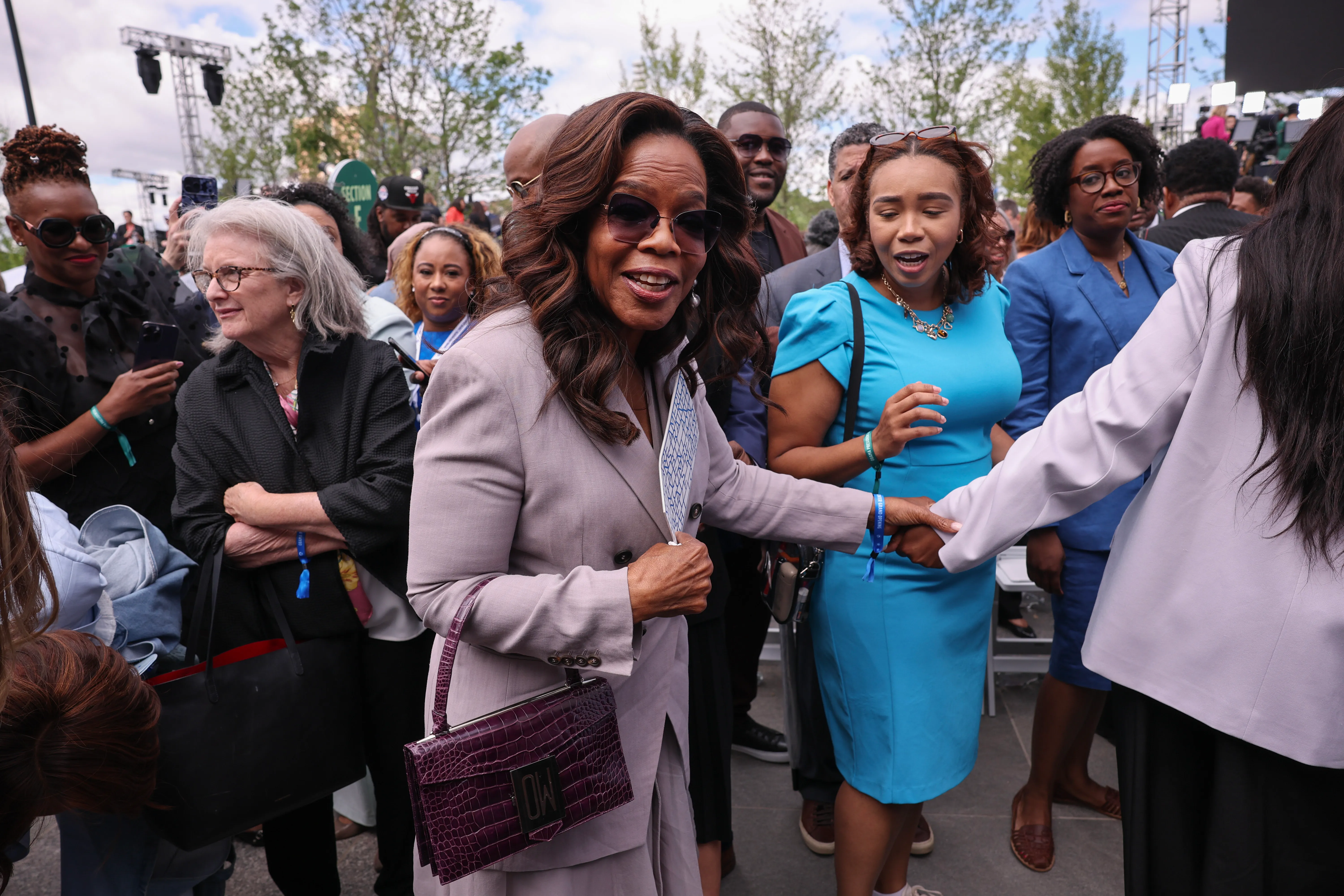 Oprah Winfrey attending the dedication ceremony for the opening of the Barack Obama Presidential Center.