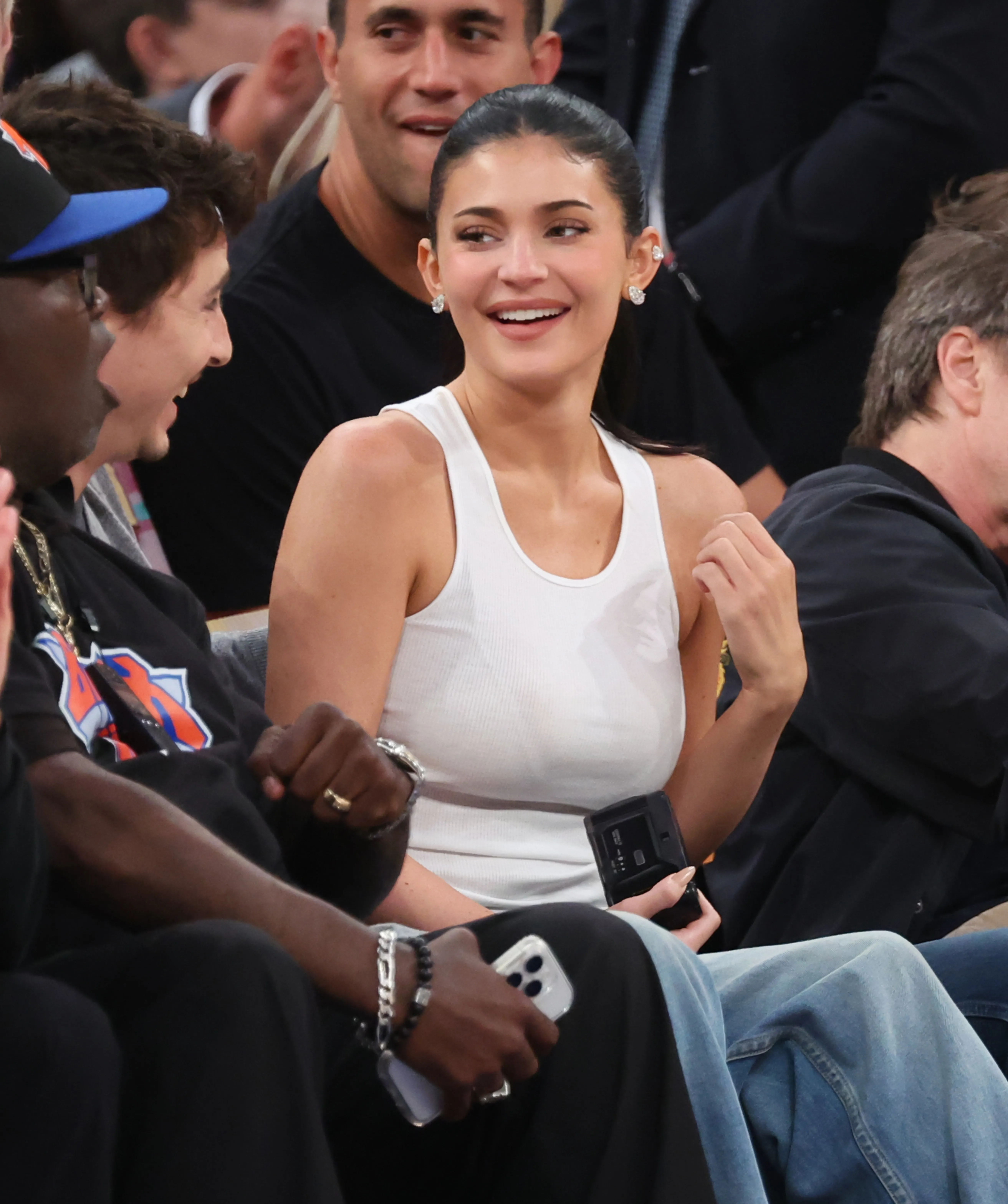 Kylie Jenner watching an NBA Playoffs game.