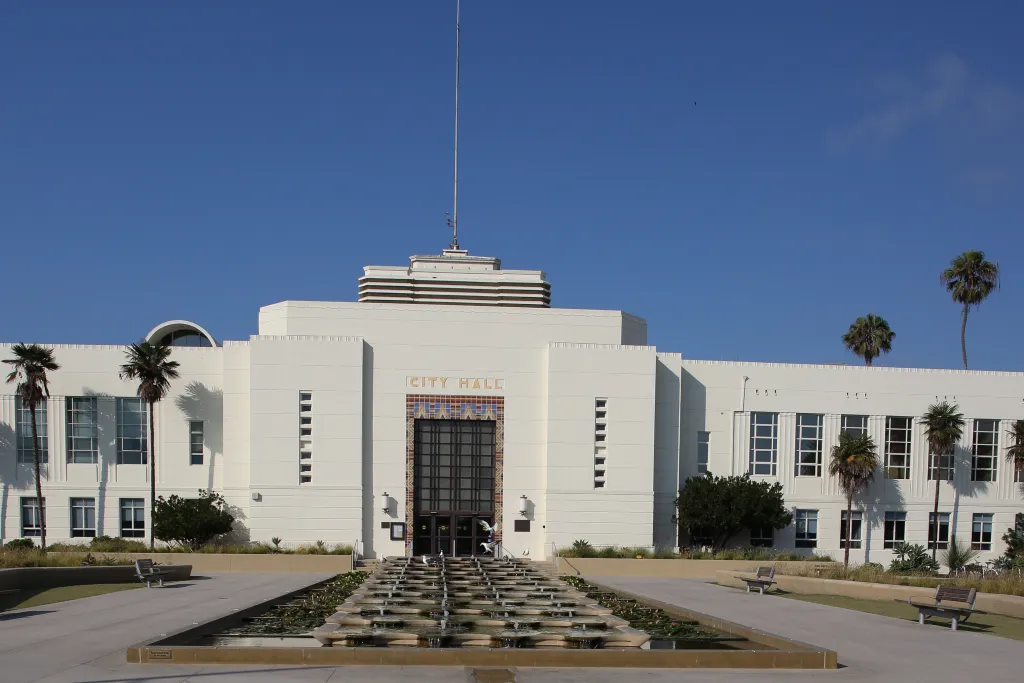 Santa Monica City Hall on a sunny day.
