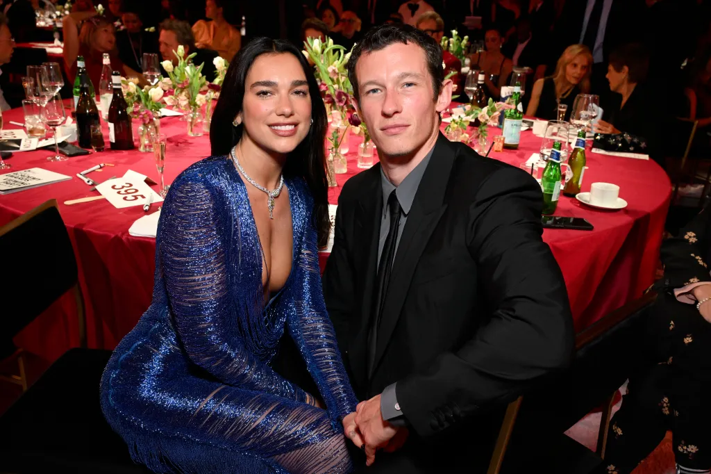 Dua Lipa and Callum Turner attend Elton John AIDS Foundation's 34th Annual Academy Awards Viewing Party.