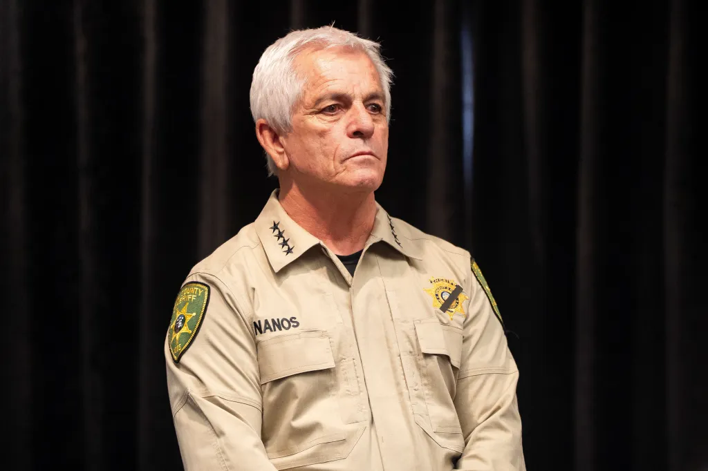 Pima County Sheriff Chris Nanos at a press conference regarding the disappearance of Nancy Guthrie.