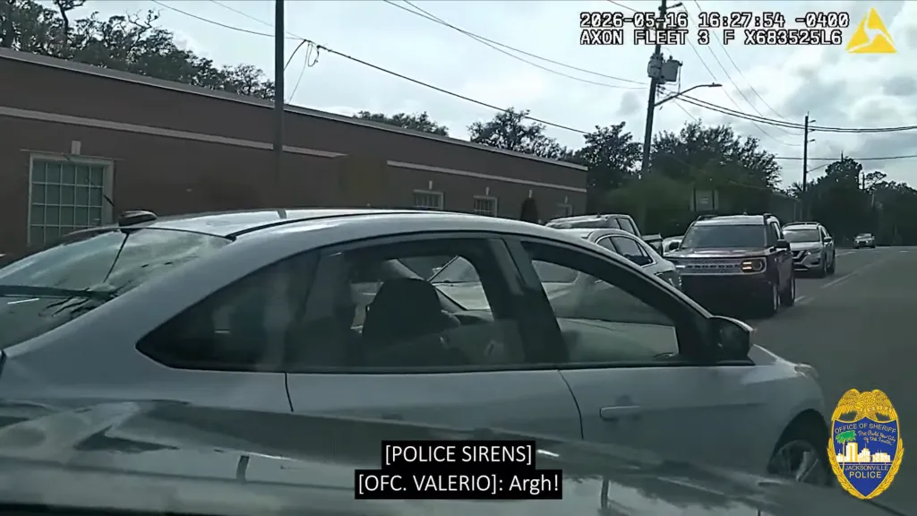 Officer Valerio crashed into Simon's car as the pursuit entered an active roadway.