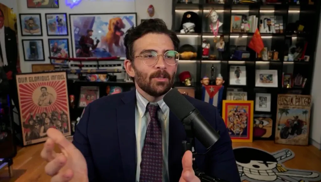 Hasan Piker speaking into a microphone.