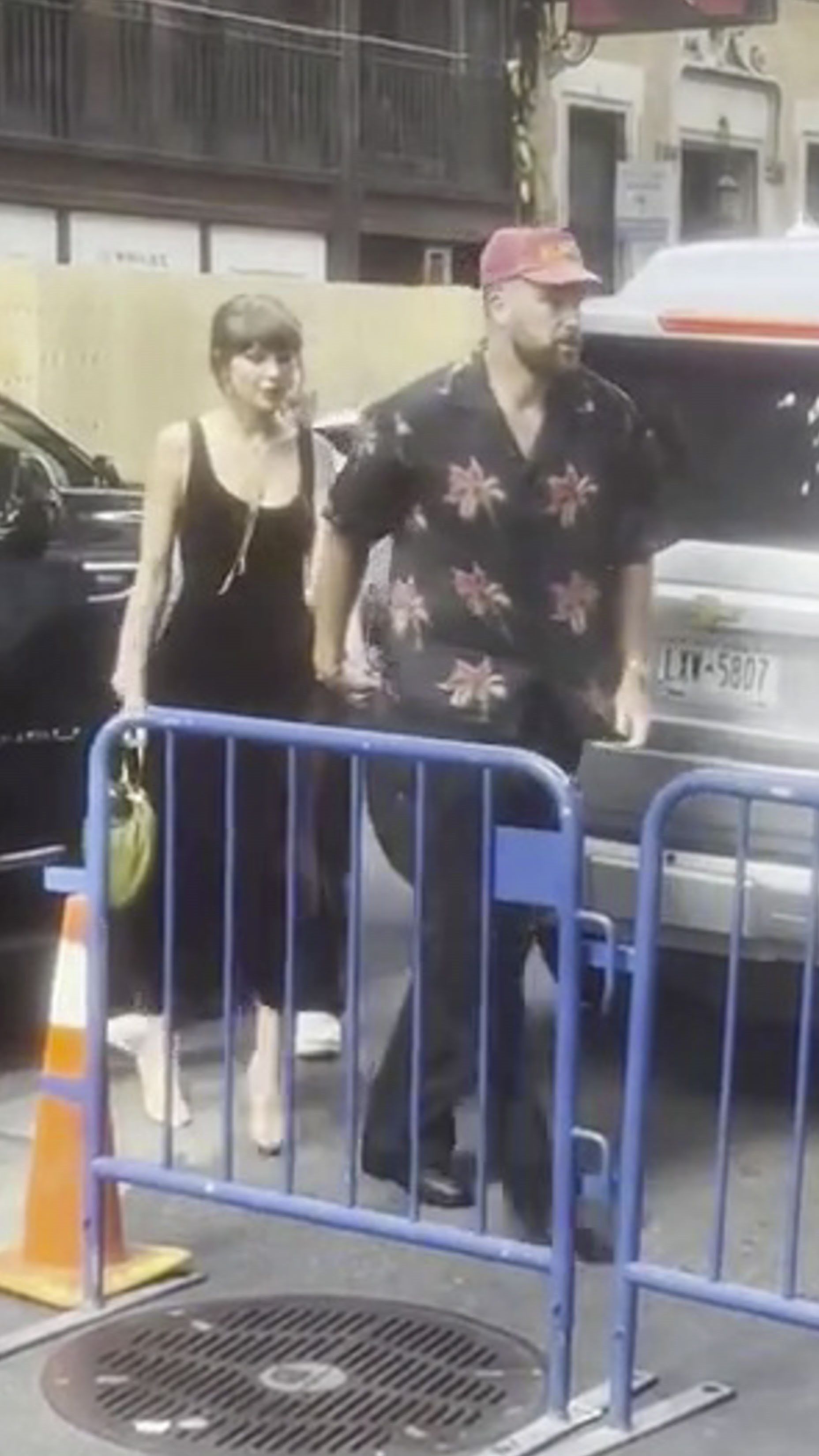Taylor Swift and Travis Kelce leaving the Lyceum Theatre.