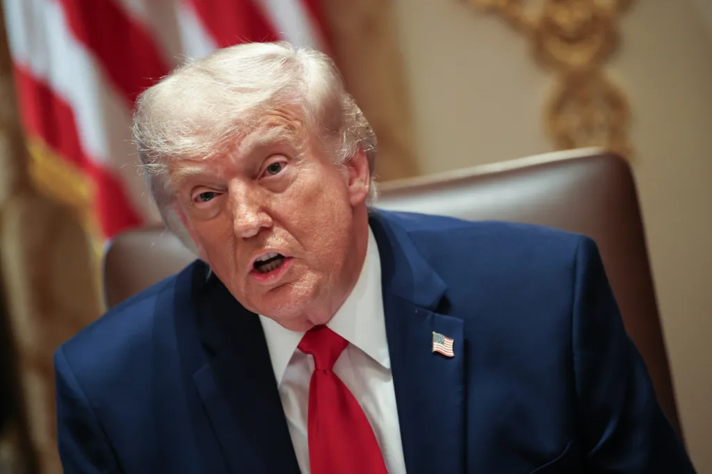 Donald Trump speaking at a White House cabinet meeting.
