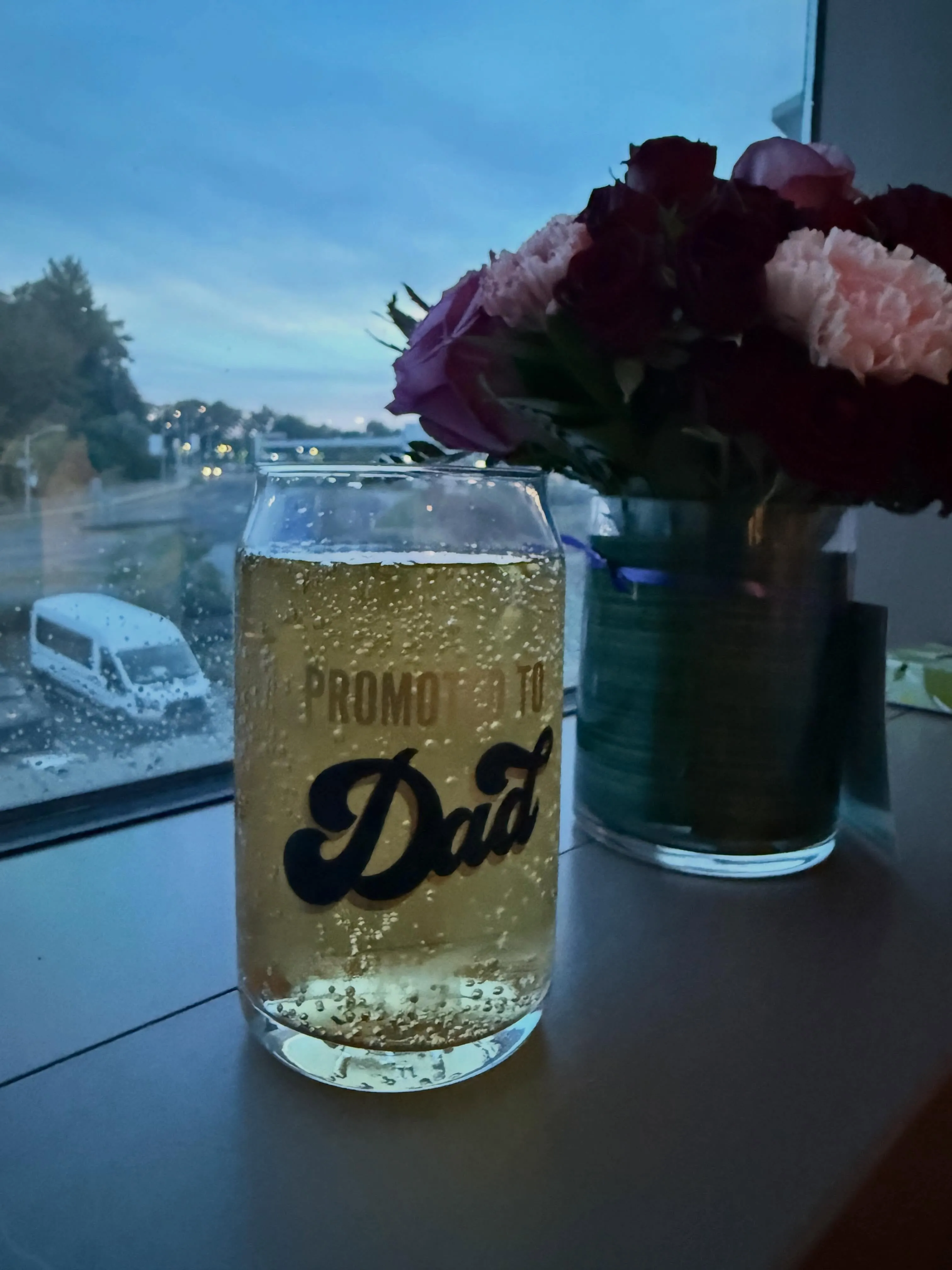 A glass with a 