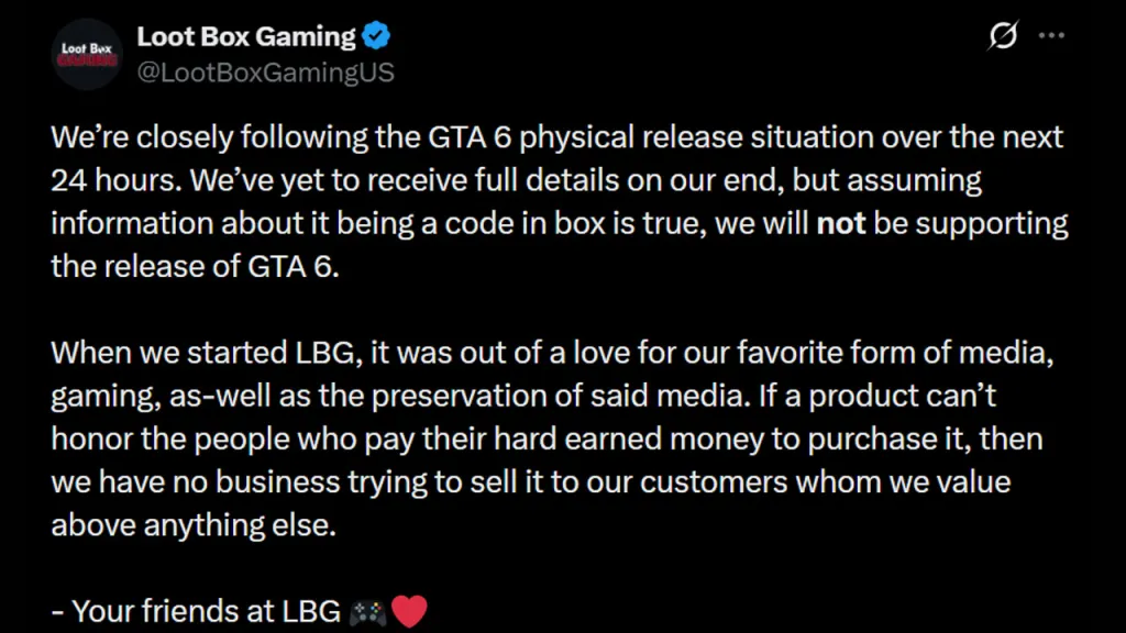 Retailer Boycott GTA 6