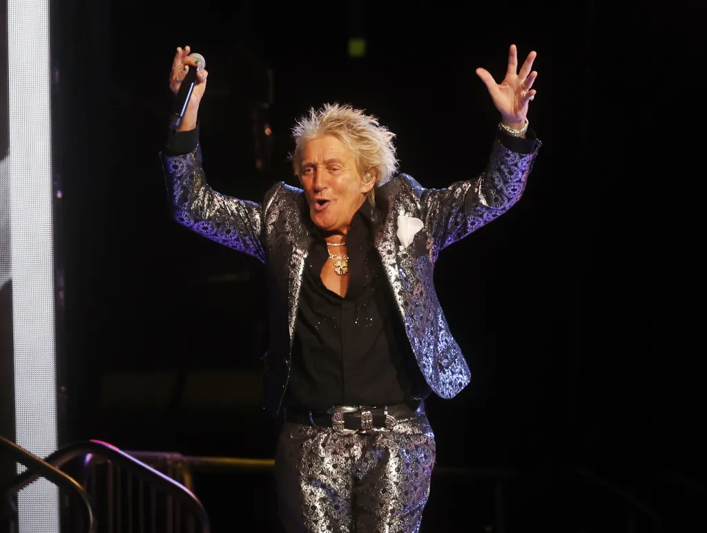 Rod Stewart performs at the Mortgage Matchup Center in Phoenix, Arizona.