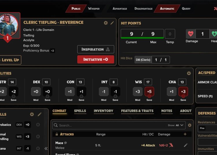 Roll20 Adds Character Sheet Feature That Dungeons and Dragons 5.5 Fans Have Been Begging For