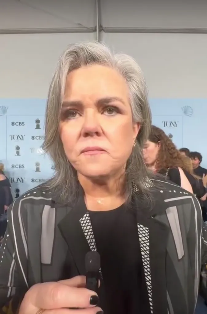 Rosie O'Donnell speaking into a microphone.