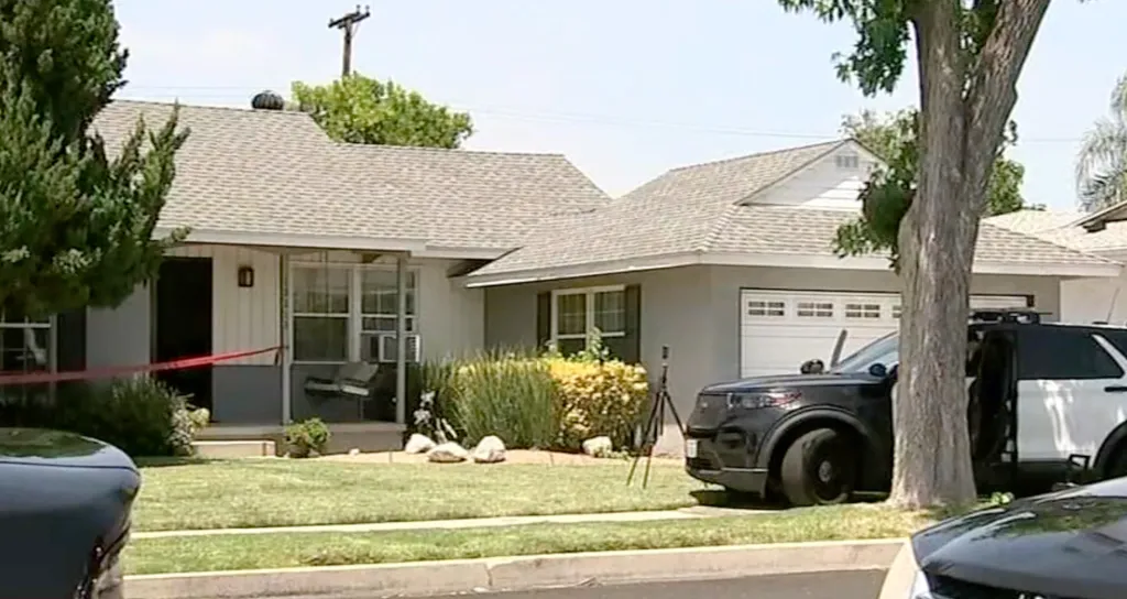Scene outside the home of James Handy in Tarzana.